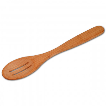 Löffel, oval, mit 2 Schlitzen in der Kelle, geölt aus Kirschholz