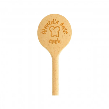 Kochlöffel rund mit Spruch „World’s best cook“ aus Holz 30 cm