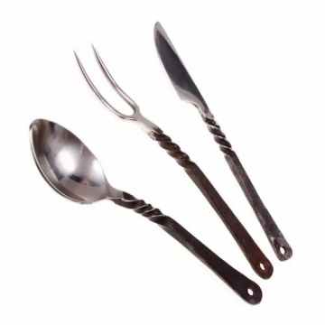 Besteckset handgeschmiedet, Edelstahl und Eisen