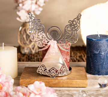 Schutzengel mit Kerzenhalter, silberfarben