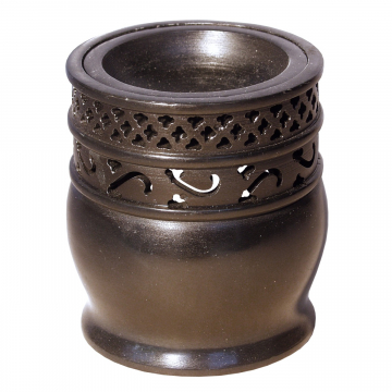 Aromalampe „Zylinder Jali“, schwarz, Speckstein