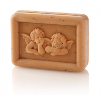 Ovis Schafmilchseife eckig • Quitte-Zimt, Motiv Engel, 100g