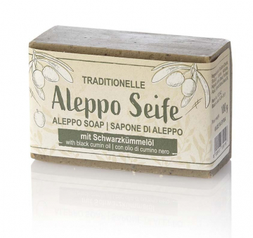 Aleppo Olivenölseife mit Schwarzkümmelöl, 100 g