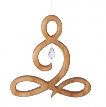 Holzhänger Buddha mit Kristall