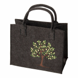 Filztasche mit Baum bestickt, dunkelgrau, M