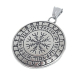 Anhänger Fenrir / Vegvisir im Runenkreis, Edelstahl